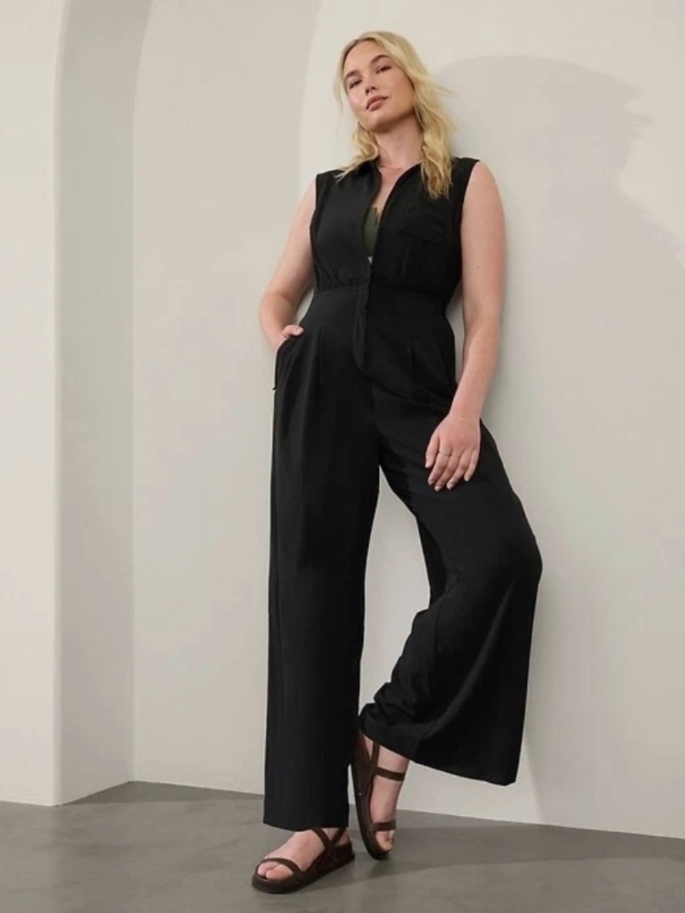 Athleta Brooklyn Wide Leg Sleeveless Jumpsuit